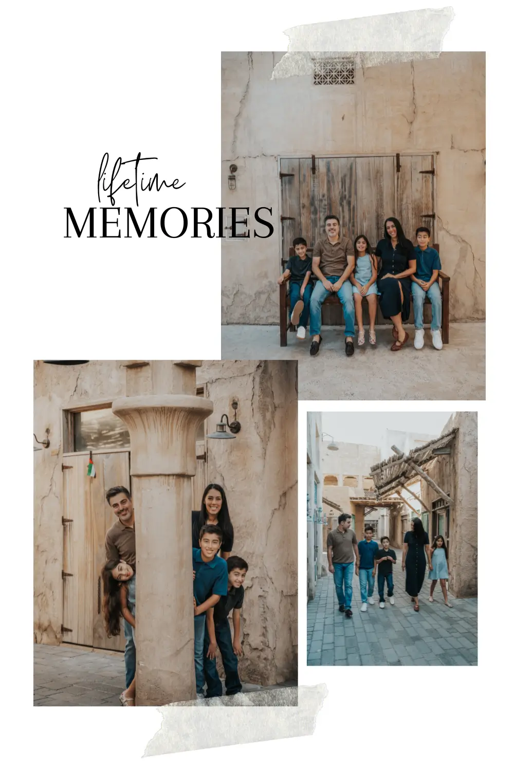 Collage of a family photoshoot in Old Dubai