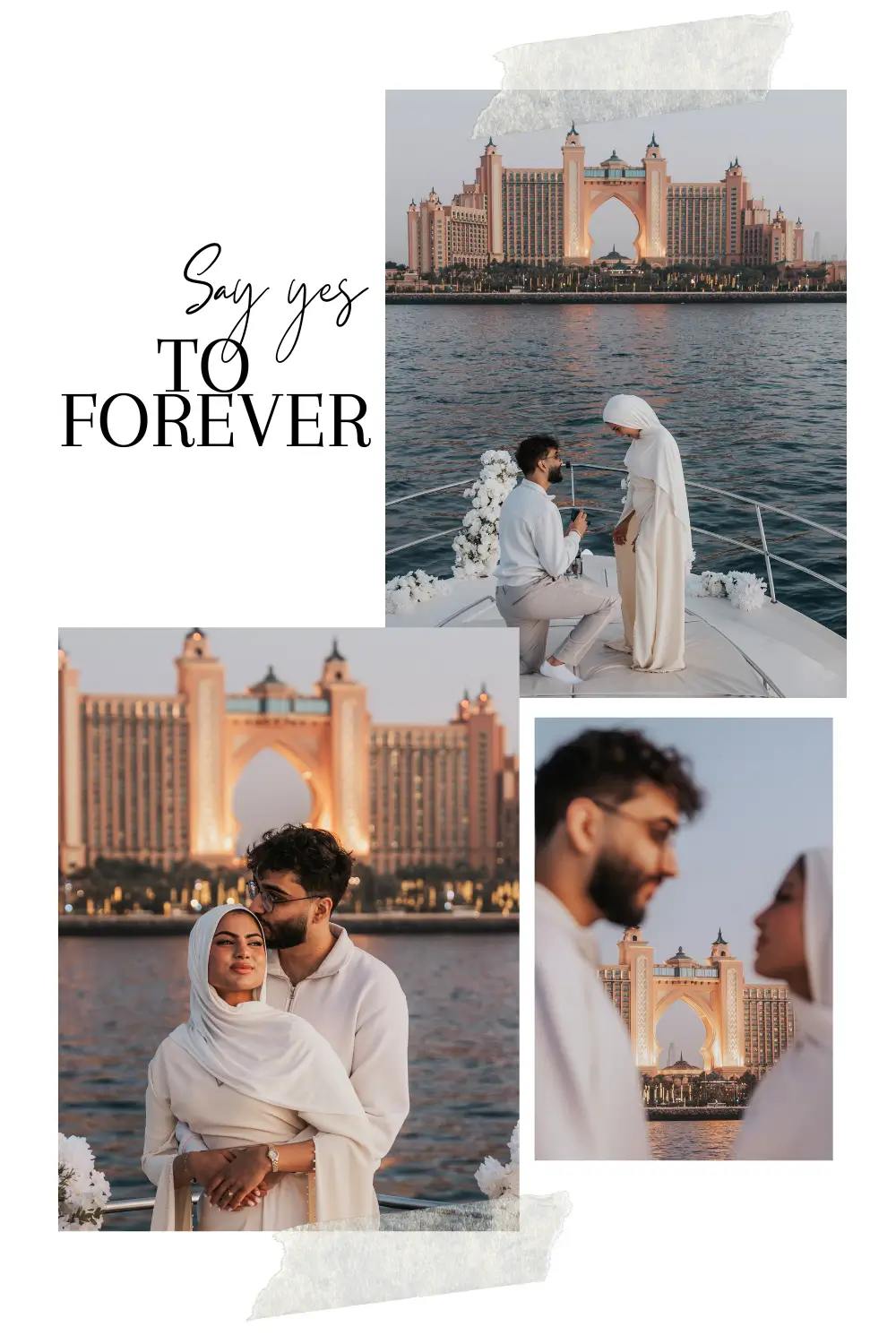 Collage of proposal photos in Dubai